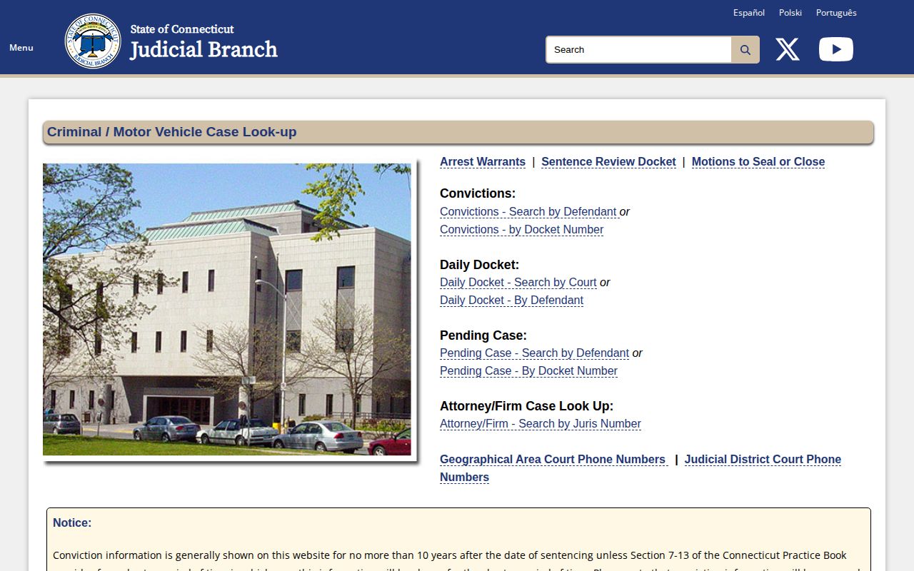 Connecticut court record searches after a Stratford County arrest