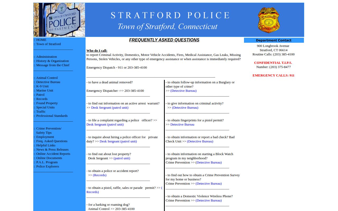 Stratford Police active warrant inquiry record guidance
